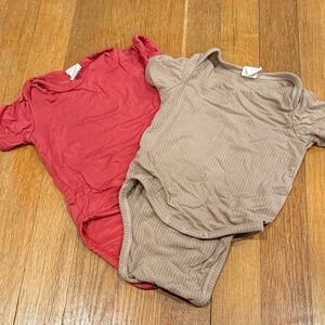 kate quinn Red and Brown Short Sleeve Bodysuit Duo